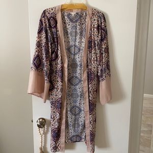 VICI pink navy satin kimono- S/M